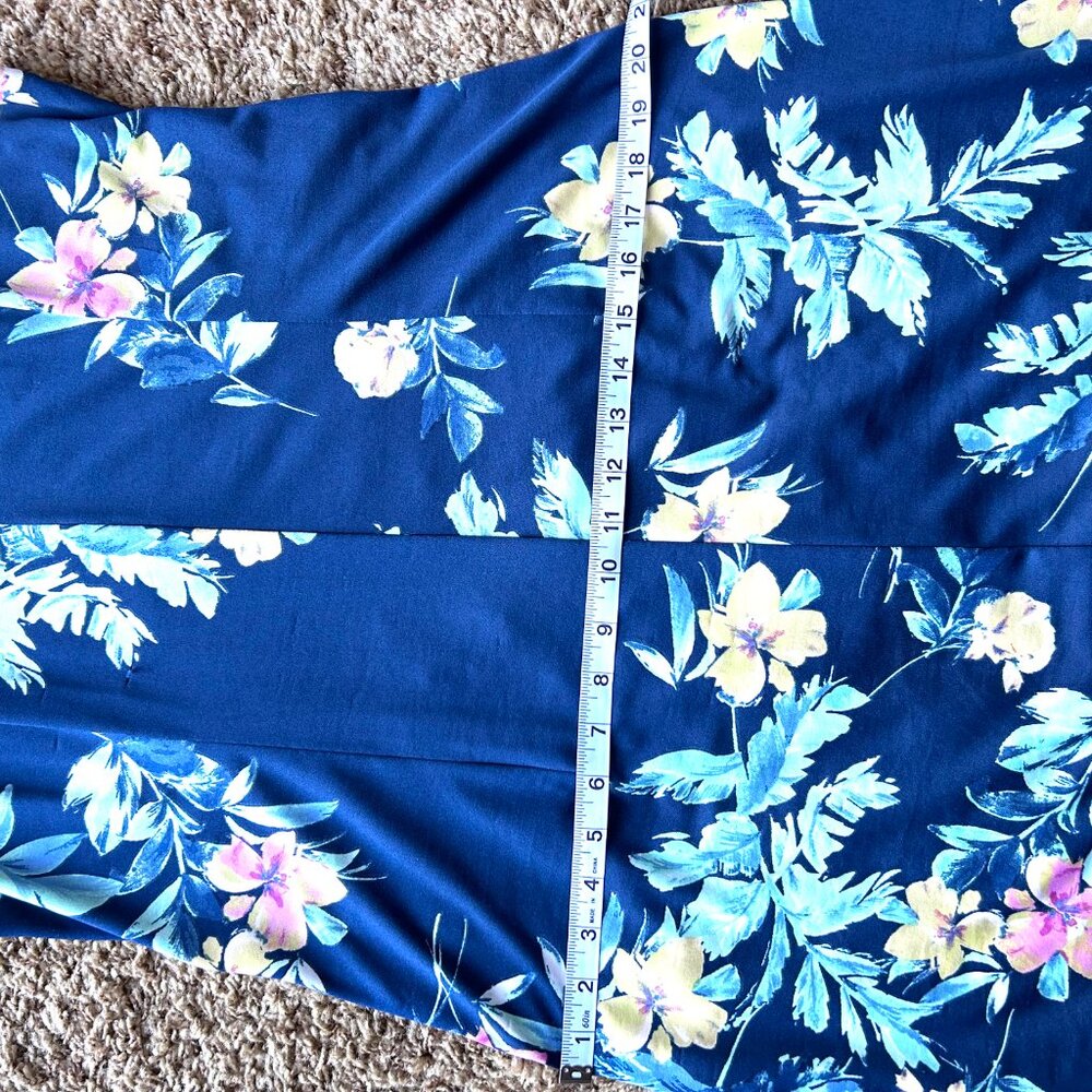 Glamour women maxi dress size 10 blue floral round neck sleeveless cutout gold - Picture 8 of 15